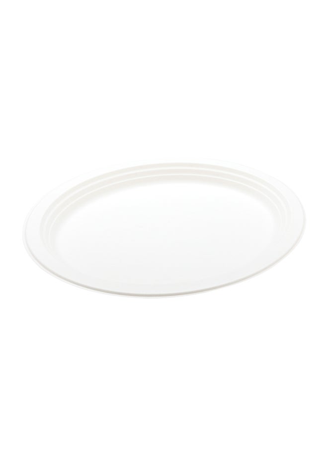 Restaurantware-Pulp Tek 12.5 x 10 Inch Eco-Friendly Plates, 100 Large Disposable Dinner Plates - Made From Natural Sugarcane Fibers, Heavy-Duty, White Bagasse Premium Plates, Sturdy, Oval