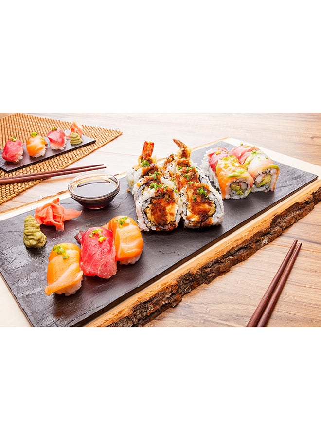 Restaurantware-16 x 7 Inch Serving Plates, 25 Rectangle Charcuterie Boards - Premium, Mimics The Look Of Slate, Black Plastic Serving Platters, Serve Appetizers Or Desserts, For All Occasions