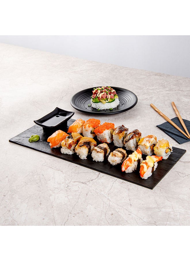 Restaurantware-16 x 7 Inch Serving Plates, 25 Rectangle Charcuterie Boards - Premium, Mimics The Look Of Slate, Black Plastic Serving Platters, Serve Appetizers Or Desserts, For All Occasions