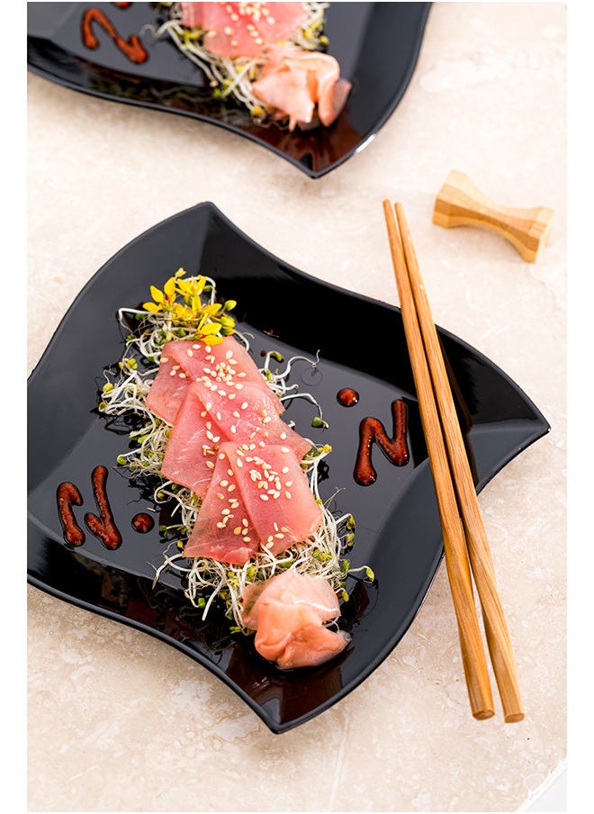 Restaurantware-7 x 7 Inch Dessert Plates, 100 Cocktail Plates - Square, Wavy Edges, Black Plastic Disposable Appetizer Plates, Holds Sauces And Dips, For Weddings or Birthday Parties