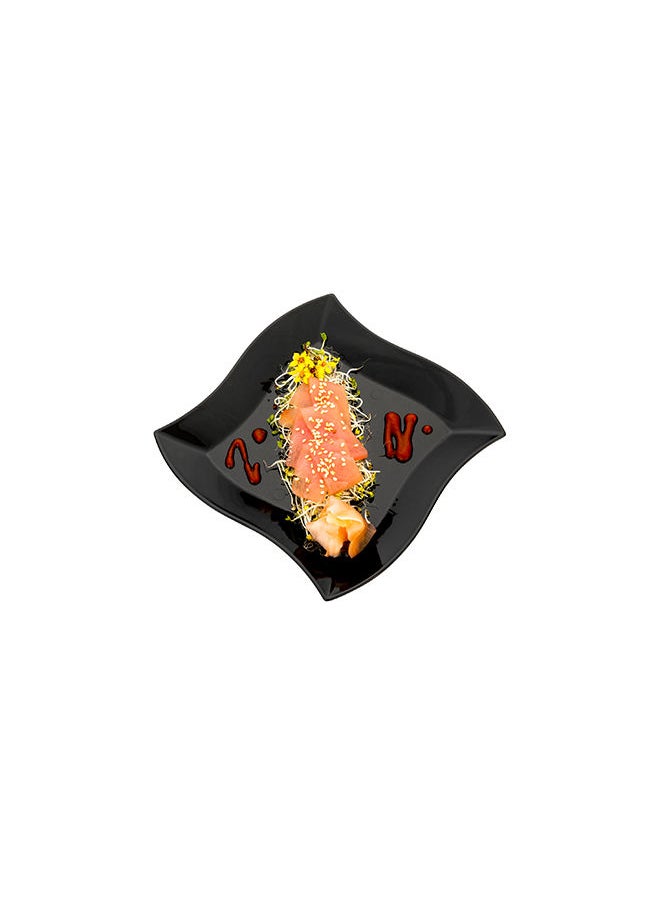 Restaurantware-7 x 7 Inch Dessert Plates, 100 Cocktail Plates - Square, Wavy Edges, Black Plastic Disposable Appetizer Plates, Holds Sauces And Dips, For Weddings or Birthday Parties