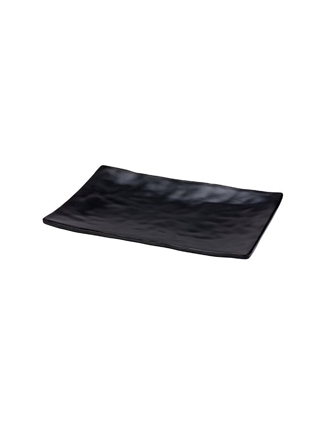 Restaurantware-Voga 9.8 x 6.8 Inch Rectangle Serving Plates, 4 Medium Sushi Platters - Faux Slate, Dishwashable, Black Melamine Japanese Style Plates, For Appetizers, Entrees, Or Desserts