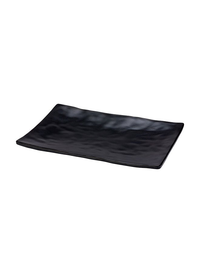 Restaurantware-Voga 9.8 x 6.8 Inch Rectangle Serving Plates, 4 Medium Sushi Platters - Faux Slate, Dishwashable, Black Melamine Japanese Style Plates, For Appetizers, Entrees, Or Desserts
