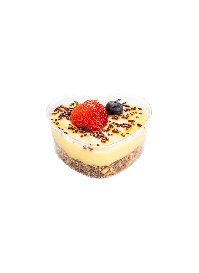 Restaurantware-4.7 Ounce Mini Containers, 100 Disposable Dessert Containers - Durable, Heart-Shaped Design, Clear Plastic Heart Cups, For Appetizers, Snacks, Or Desserts
