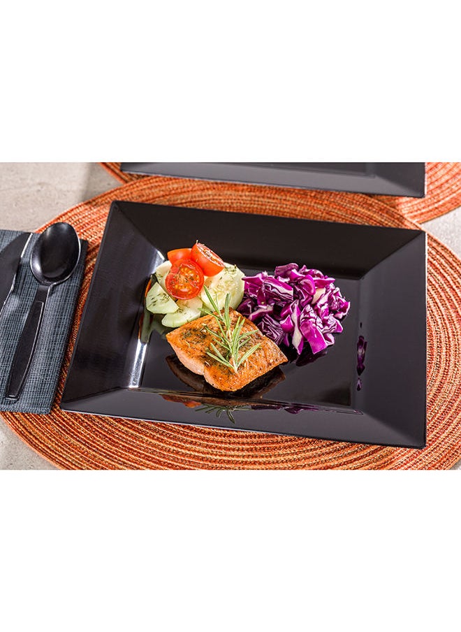 Restaurantware-9.5 x 9.5 Inch Inch Large Dinner Plates, 100 Disposable Square Plastic Plates - Durable, Stylish, Black Plastic Hors D'oeuvre Serving Plates, For Desserts Or Appetizers At Parties