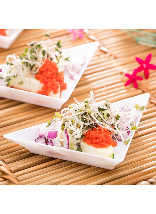 Restaurantware-4 x 2 Inch Mini Appetizer Plates, 100 Disposable Triangle Plates - Serve Hors D'oeuvres, Samples, Or Snacks, For Parties Or Catering, White Plastic Mini Dessert Plates,