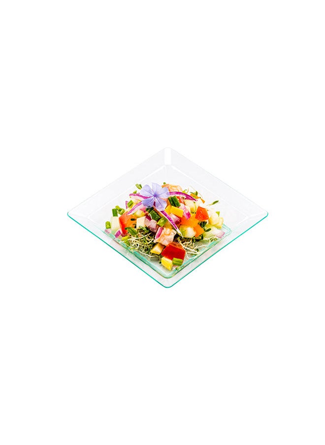 Restaurantware-4.3 x 4.3 Inch Appetizer Plates, 100 Disposable Square Plastic Plates - Durable, Stylish, Seagreen Plastic Hors D'oeuvre Serving Plates, For Desserts Or Appetizers At Parties