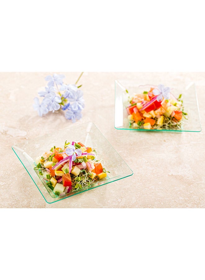 Restaurantware-4.3 x 4.3 Inch Appetizer Plates, 100 Disposable Square Plastic Plates - Durable, Stylish, Seagreen Plastic Hors D'oeuvre Serving Plates, For Desserts Or Appetizers At Parties
