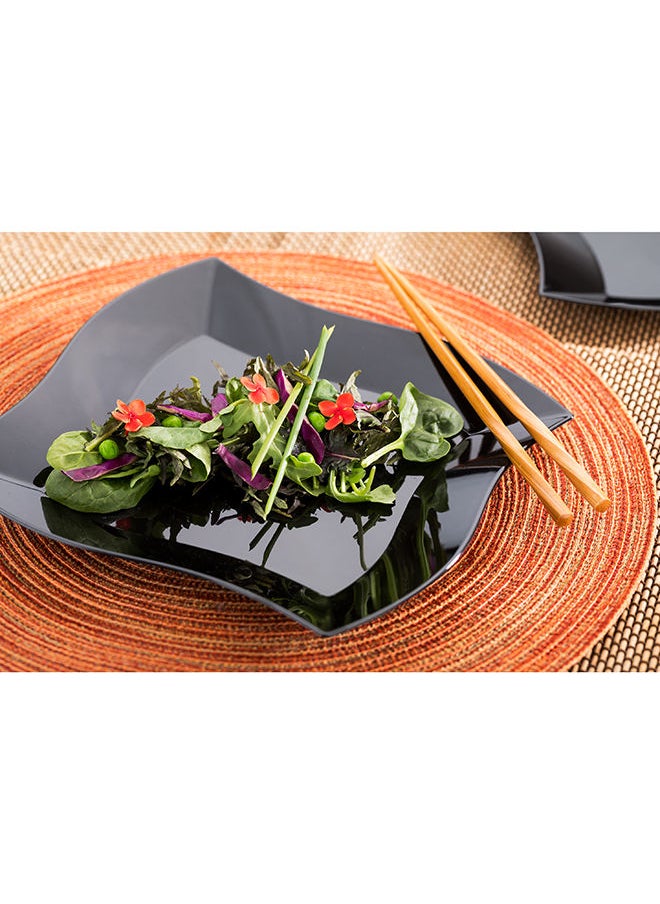 Restaurantware-Aqua Plate, Black Plastic Wavy Plate - Elegant, Perfect for Cocktail Parties and Catered Events - Premium Plastic - 9 Inches - 100ct Box