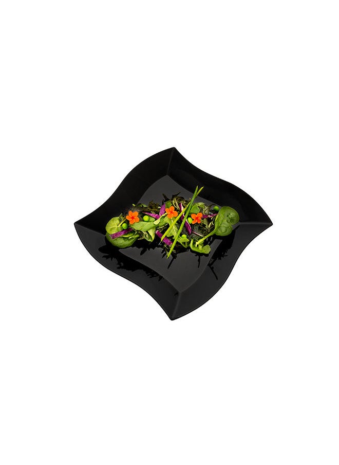 Restaurantware-Aqua Plate, Black Plastic Wavy Plate - Elegant, Perfect for Cocktail Parties and Catered Events - Premium Plastic - 9 Inches - 100ct Box