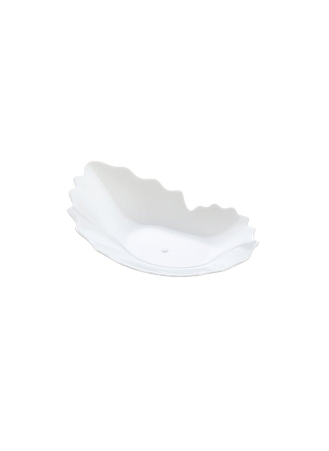 Restaurantware-3.3 x 3.3 Inch Mini Plastic Plates, 100 Disposable Plates - Oyster Shell Shaped, Mini, White Plastic Tasting Dishes, For Appetizers, Desserts, Or Samples, For Parties, Events