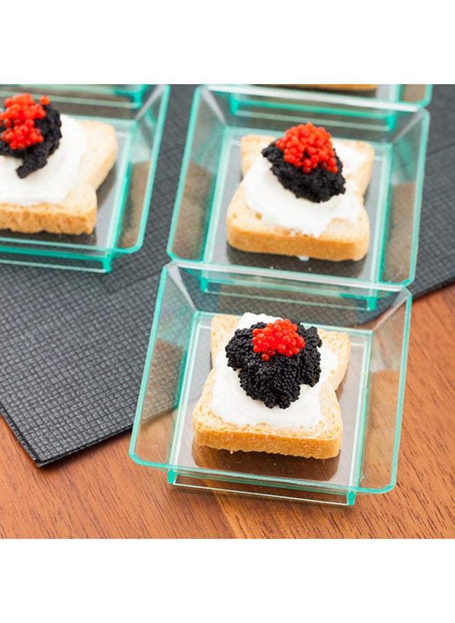 Restaurantware-7.5 x 2.5 Inch Sauce Trays, 100 Disposable Divided Serving Plates - Lids Sold Separately, Disposable, Seagreen Plastic 3 Compartment Serving Dishes, For Condiments Or Appetizers