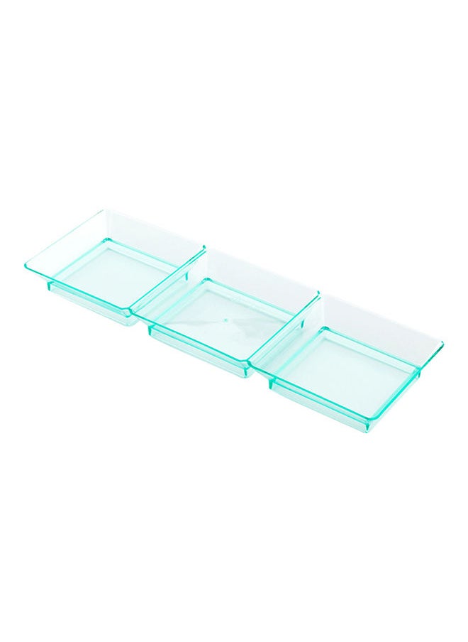 Restaurantware-7.5 x 2.5 Inch Sauce Trays, 100 Disposable Divided Serving Plates - Lids Sold Separately, Disposable, Seagreen Plastic 3 Compartment Serving Dishes, For Condiments Or Appetizers