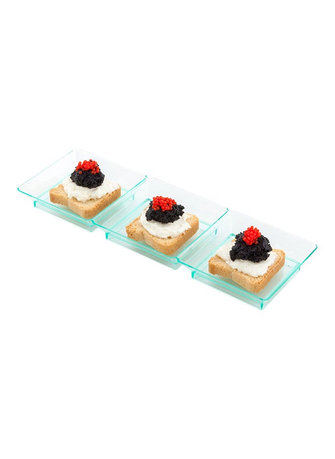 Restaurantware-7.5 x 2.5 Inch Sauce Trays, 100 Disposable Divided Serving Plates - Lids Sold Separately, Disposable, Seagreen Plastic 3 Compartment Serving Dishes, For Condiments Or Appetizers