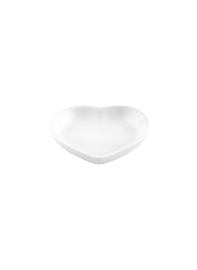 Restaurantware-3.3 x 3.3 x 0.8 Inch Heart Dishes, 10 Freezable Mini Heart Shaped Plates - Microwavable, Oven-Ready, White Porcelain Heart Bowls, Freezable, Dishwashable