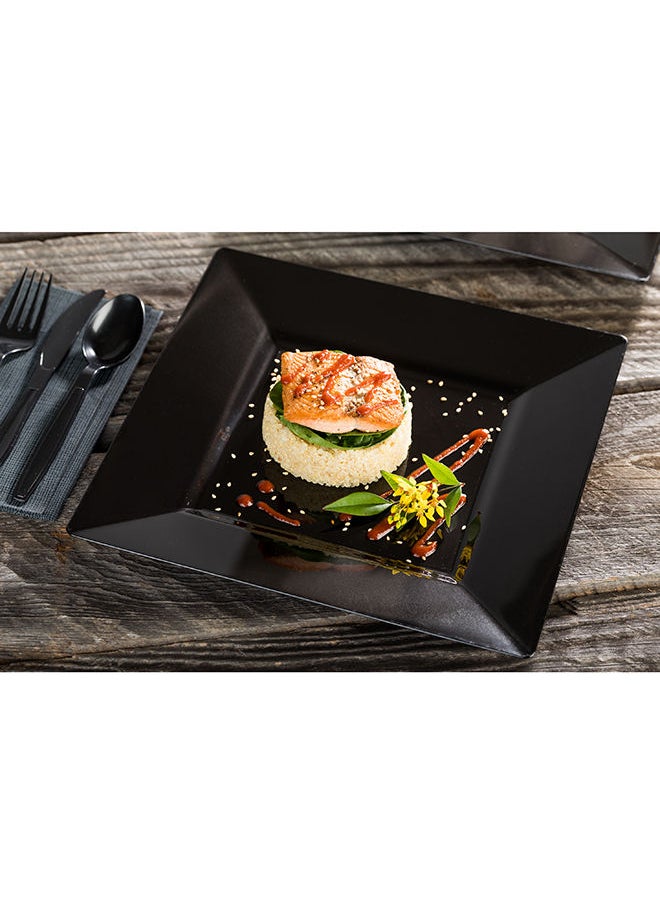 Restaurantware-10.8 x 10.8 x 0.5 Inch Party Plates, 100 Disposable Plastic Dessert Plates - Square, Heavy-Duty, Black Plastic Salad Plates, Serve Sides Or Appetizers, For Weddings Or Catering
