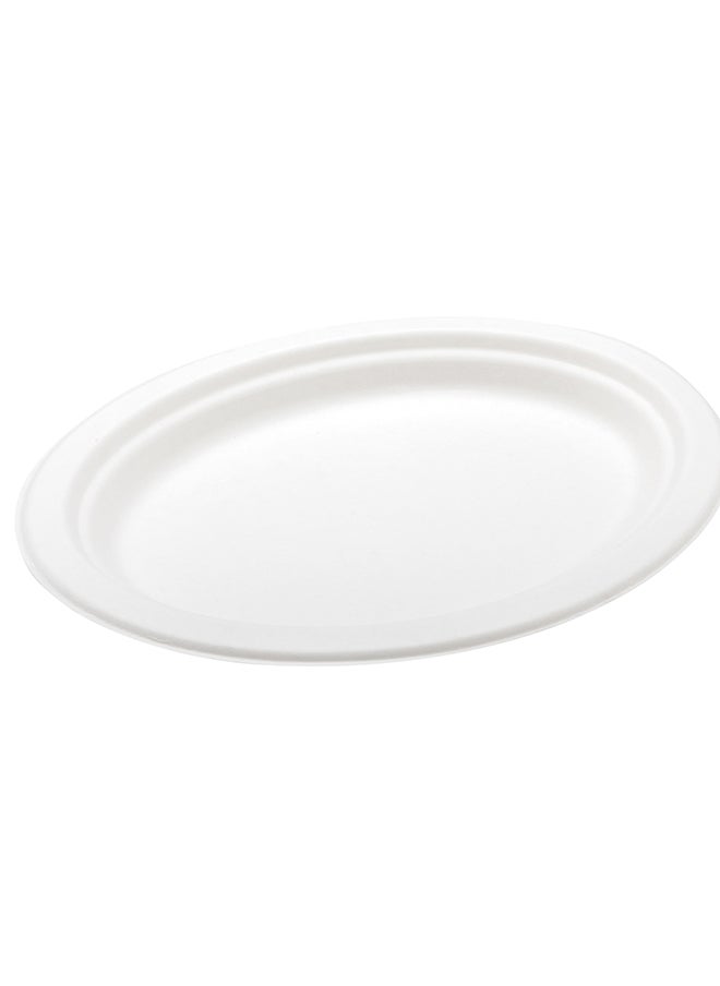 Restaurantware-Pulp Tek 10.4 x 7.8 Inch Eco-Friendly Plates, 100 Medium Disposable Dinner Plates - Made From Sugarcane Fibers, Heavy-Duty, White Bagasse Premium Plates, Sturdy, Oval