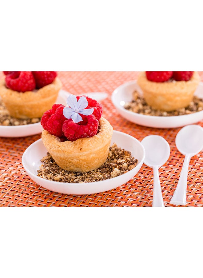 Restaurantware-2 Ounce Small Plastic Plates, 100 Disposable Appetizer Plates - Round, Mini, White Plastic Sample Plates, For Appetizers, Desserts, Or Samples, For Parties And Events