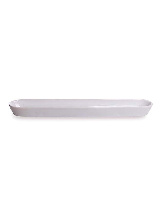 Restaurantware-Siluro 16.3 Inch Olive Tray, 1 Narrow Olive Plate - Microwave-Safe, Oven-Safe, White Porcelain Narrow Serving Tray, Chip-Resistant, For Olives Or Cheeses