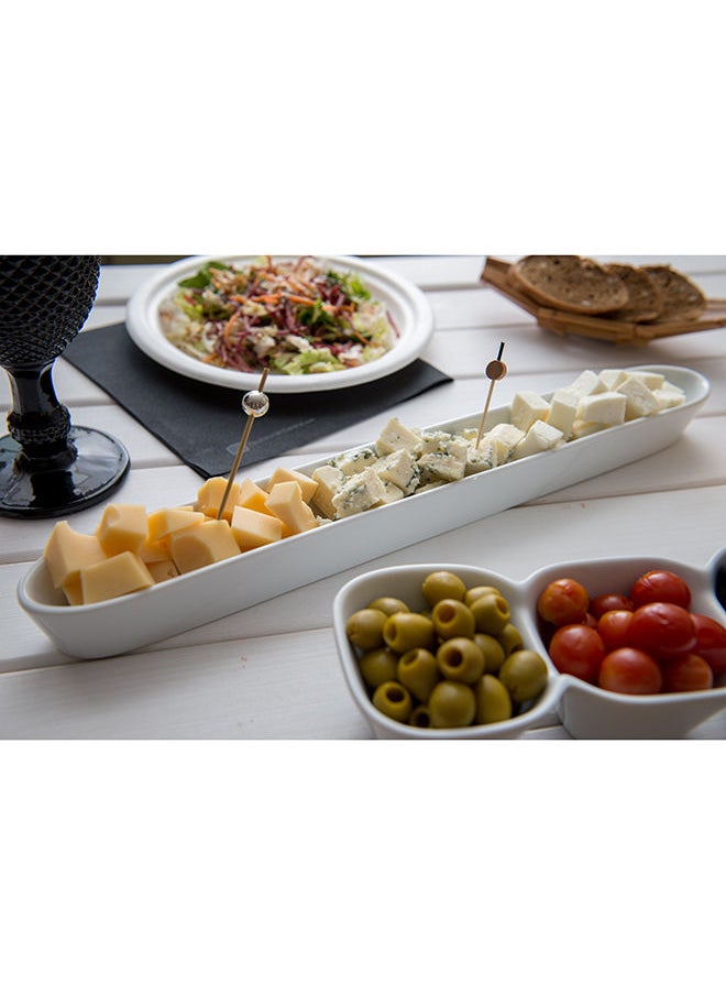 Restaurantware-Siluro 16.3 Inch Olive Tray, 1 Narrow Olive Plate - Microwave-Safe, Oven-Safe, White Porcelain Narrow Serving Tray, Chip-Resistant, For Olives Or Cheeses