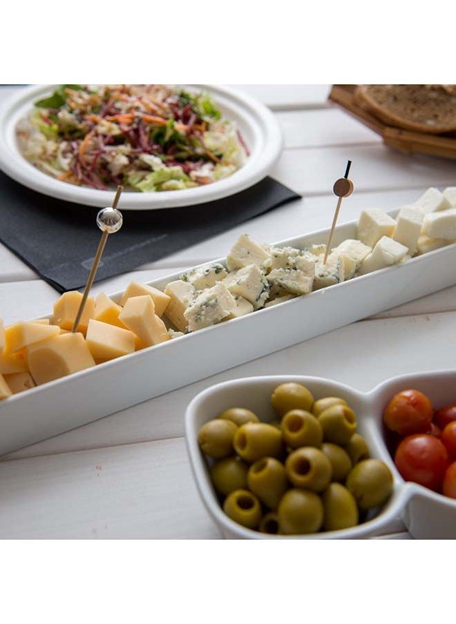 Restaurantware-Siluro 16.3 Inch Olive Tray, 1 Narrow Olive Plate - Microwave-Safe, Oven-Safe, White Porcelain Narrow Serving Tray, Chip-Resistant, For Olives Or Cheeses