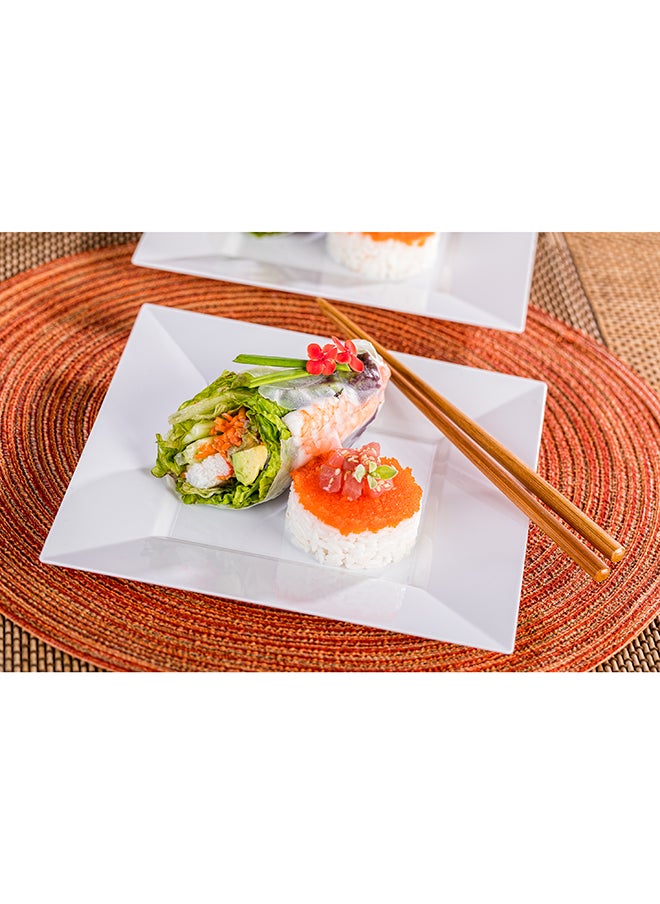 Restaurantware-8.2 x 8.2 x 0.5 Inch Party Plates, 100 Disposable Plastic Dessert Plates - Square, Heavy-Duty, White Plastic Salad Plates, Serve Sides Or Appetizers, For Weddings Or Catering
