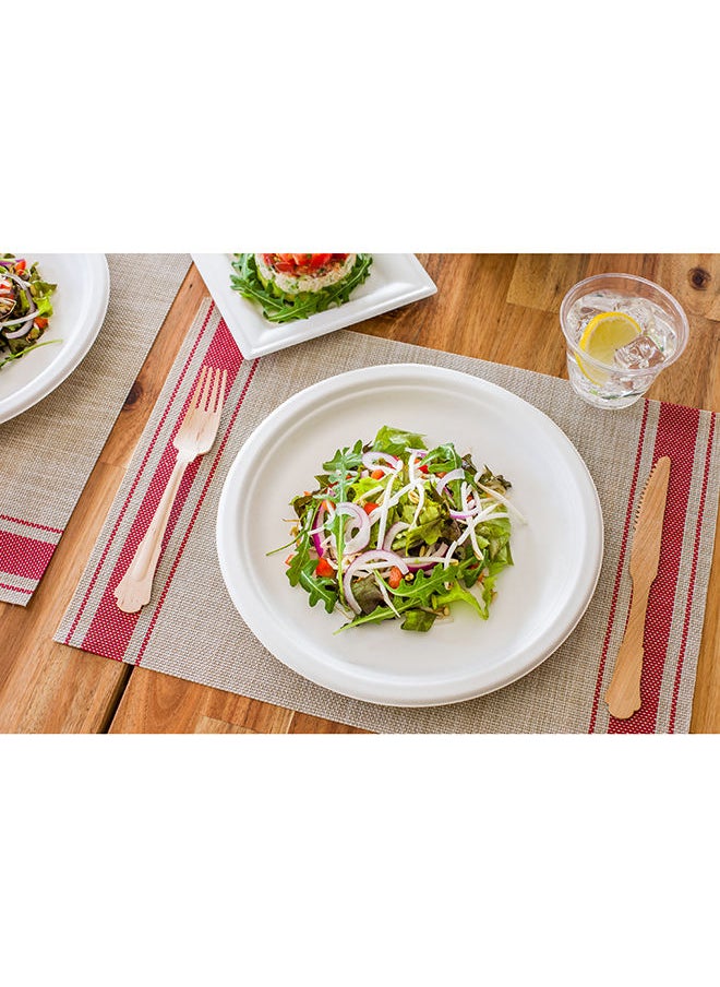 Restaurantware-Pulp Tek 10.3 Inch Eco-Friendly Plates, 100 Large Disposable Dinner Plates - Made From Natural Sugarcane Fibers, Heavy-Duty, White Bagasse Premium Plates, Sturdy, Round