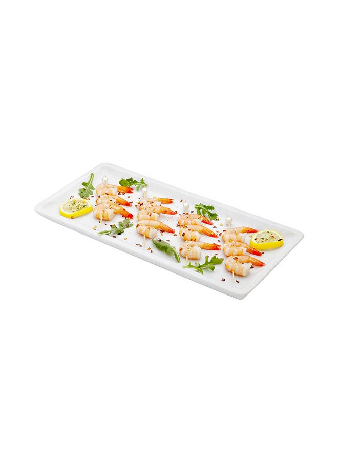 13.8 Inch x 6.5 Inch Marble Serving Tray, 1 Veining Marble Food Tray - Scratch Resistant, Raised Edges, Italian Marble Marble Platter, Rectangular, For Entrees and Desserts