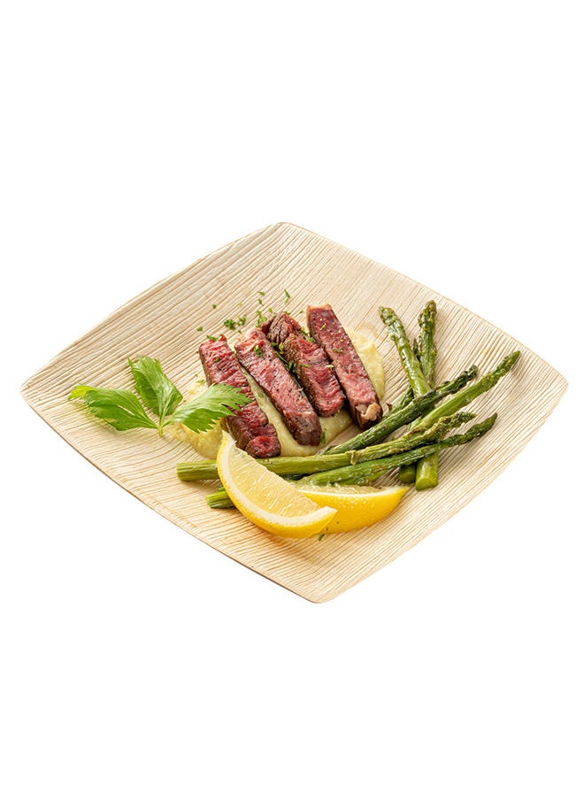 Restaurantware-Midori 8 x 8 Inch Large Square Palm Plates, 100 Microwavable Palm Leaf Plates - Freezable, Sustainable, Areca Palm Leaf Plates, Oven-Ready, For Hot & Cold Foods