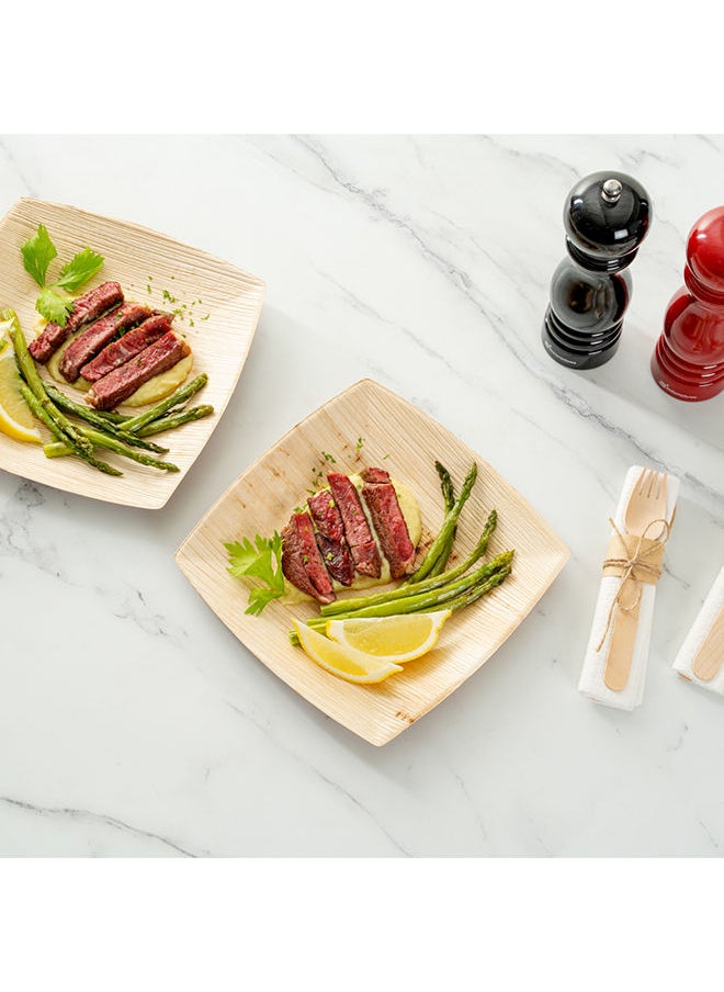 Restaurantware-Midori 8 x 8 Inch Large Square Palm Plates, 100 Microwavable Palm Leaf Plates - Freezable, Sustainable, Areca Palm Leaf Plates, Oven-Ready, For Hot & Cold Foods