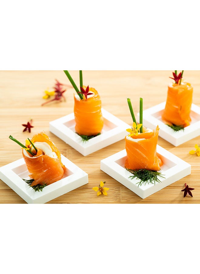 Restaurantware-2.5 x 2.5 Inch Dessert Plates, 100 Disposable Appetizer Plates - For Cold Foods, White Plastic Mini Serving Plates, Serve Appetizers Or Desserts, For Buffet Or Catered Events