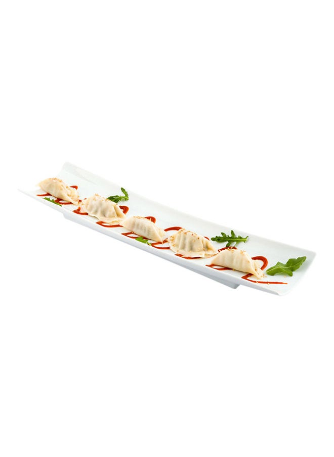 Restaurantware-Shinto 17 Inch x 4 Inch Rectangular Serving Plate, 1 Rectangle Porcelain Tray - Curved, White Porcelain Long Sushi Plate, Won't Chip or Stain, For Sushi Or Appetizers For Appetizers