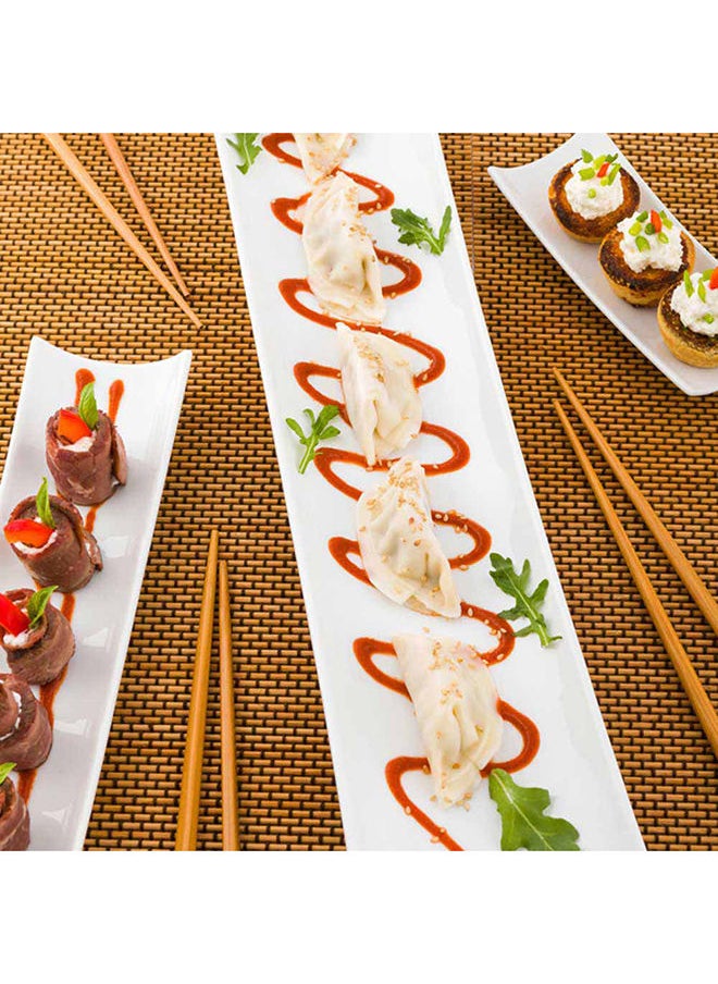 Restaurantware-Shinto 17 Inch x 4 Inch Rectangular Serving Plate, 1 Rectangle Porcelain Tray - Curved, White Porcelain Long Sushi Plate, Won't Chip or Stain, For Sushi Or Appetizers For Appetizers