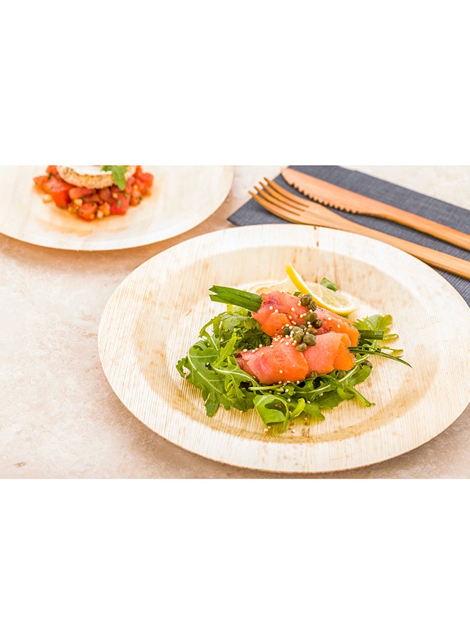 9 Inch Large Bamboo Tableware, 50 Disposable Bamboo Plates - Sustainable, Round, Heavy-Duty Dinner Plates, For Parties, Banquets, Or Catered Events