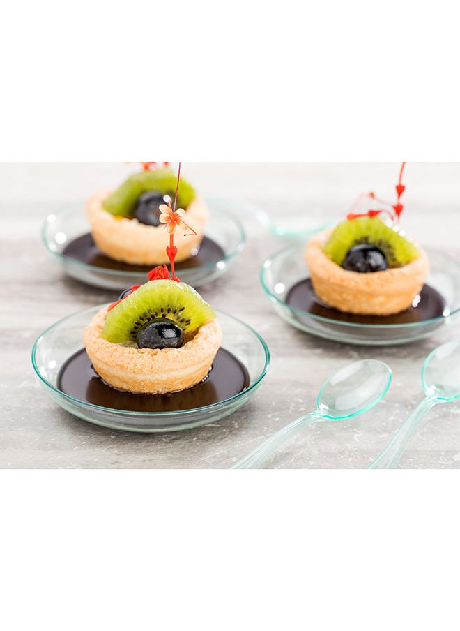 Restaurantware-2 Ounce Small Plastic Plates, 100 Disposable Appetizer Plates - Round, Mini, Seagreen Plastic Sample Plates, For Appetizers, Desserts, Or Samples, For Parties And Events