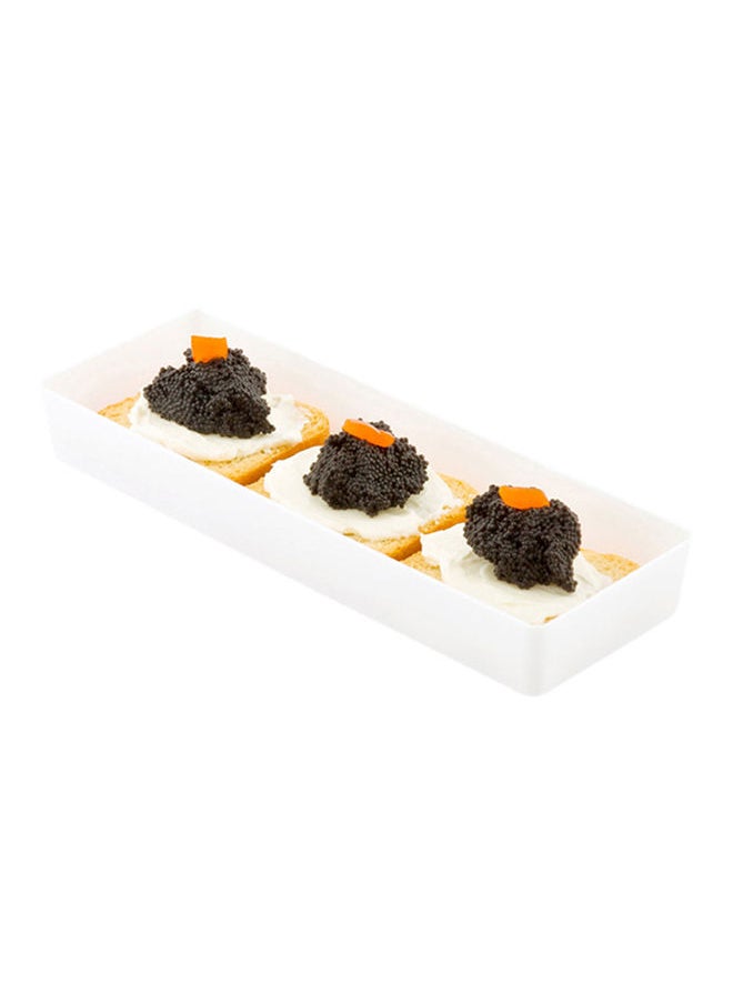 Restaurantware-5.2 x 1.8 Inch Mini Tasting Plates, 100 Disposable Rectangle Plastic Plates - Durable, Stylish, White Plastic Hors D'oeuvre Serving Plates, For Desserts Or Appetizers At Parties