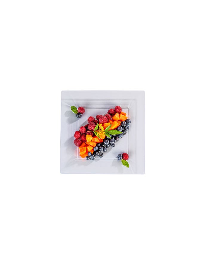 Restaurantware-9.5 x 9.5 Inch Inch Large Dinner Plates, 100 Disposable Square Plastic Plates - Durable, Stylish, Clear Plastic Hors D'oeuvre Serving Plates, For Desserts Or Appetizers At Parties