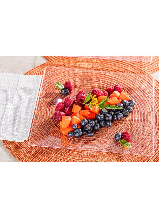 Restaurantware-9.5 x 9.5 Inch Inch Large Dinner Plates, 100 Disposable Square Plastic Plates - Durable, Stylish, Clear Plastic Hors D'oeuvre Serving Plates, For Desserts Or Appetizers At Parties