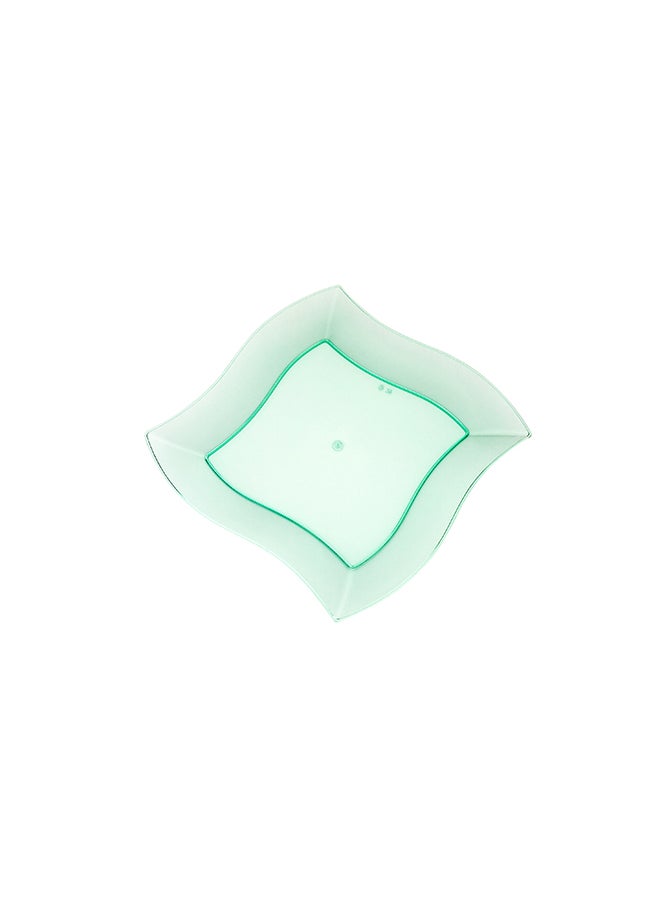 Restaurantware-9 Inch Salad Plates, 100 Large Wedding Plates - Square, Wavy Edges, Seagreen Plastic Disposable Dinner Plates, Holds Sauces And Dips, For Weddings, Birthdays, Or Special Events