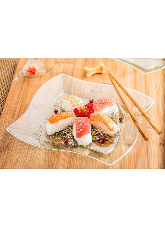 Restaurantware-9 Inch Salad Plates, 100 Large Wedding Plates - Square, Wavy Edges, Seagreen Plastic Disposable Dinner Plates, Holds Sauces And Dips, For Weddings, Birthdays, Or Special Events
