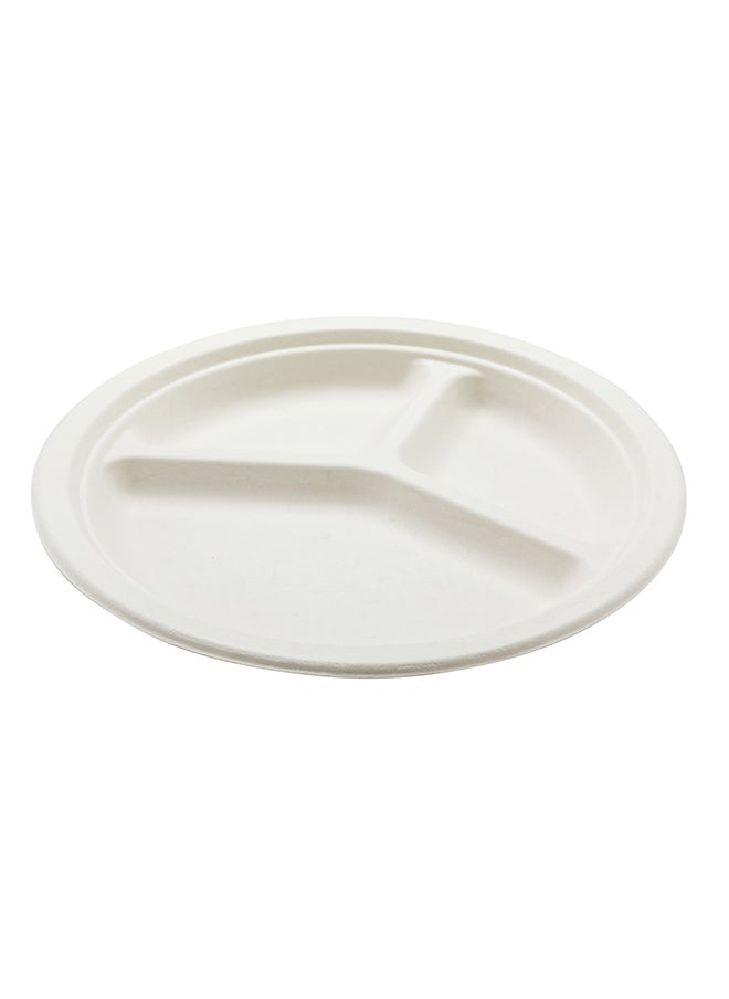 Restaurantware-Bagasse Three Compartment Plate, Round Compartment Plate, Party Plate - 10