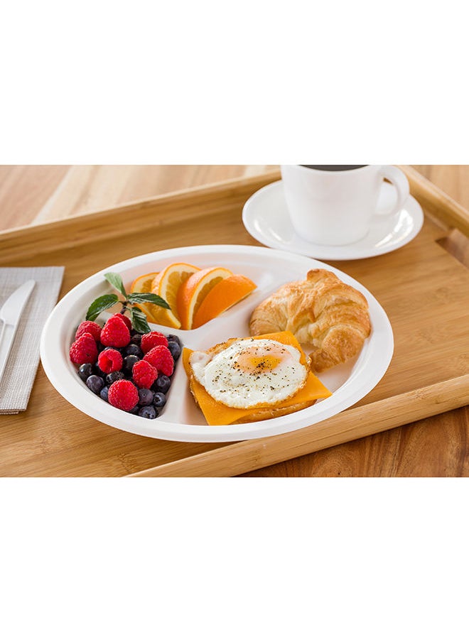 Restaurantware-Bagasse Three Compartment Plate, Round Compartment Plate, Party Plate - 10
