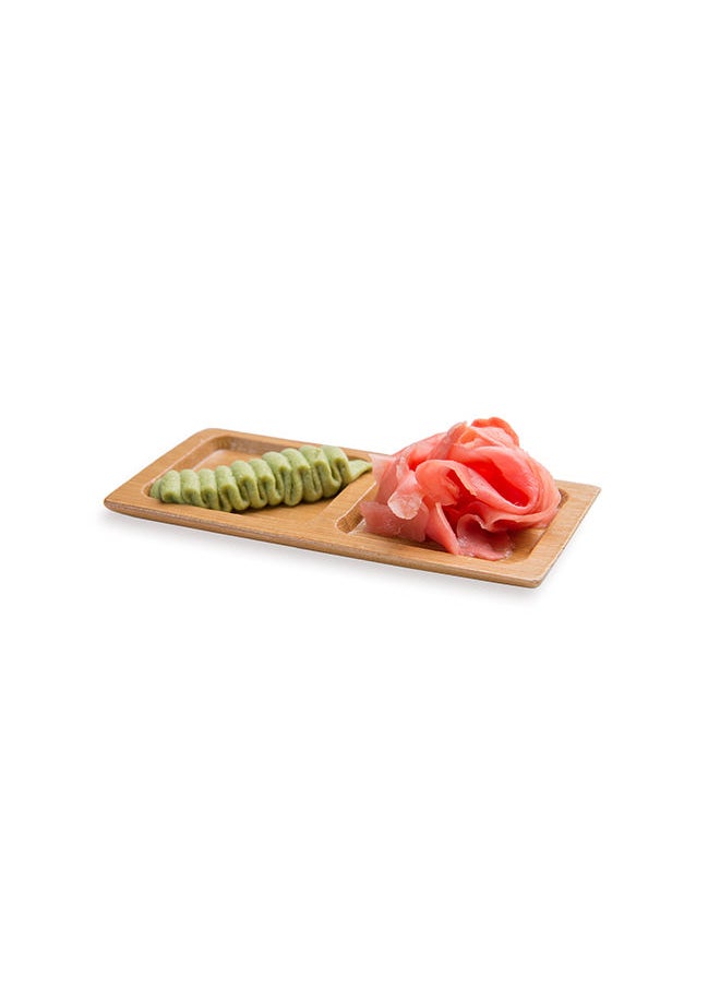 4.8 x 2.5 Inch Appetizer Platters, 100 Carved Sauce Trays - 2-Compartment, Rectangle, Bamboo Divided Serving Dishes, Carved