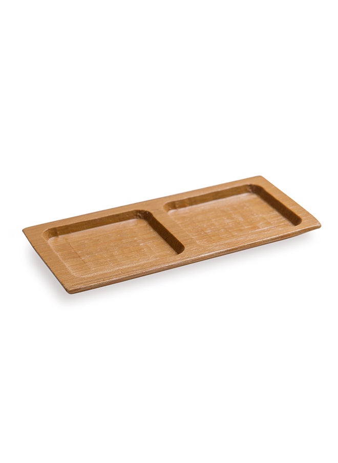 4.8 x 2.5 Inch Appetizer Platters, 100 Carved Sauce Trays - 2-Compartment, Rectangle, Bamboo Divided Serving Dishes, Carved
