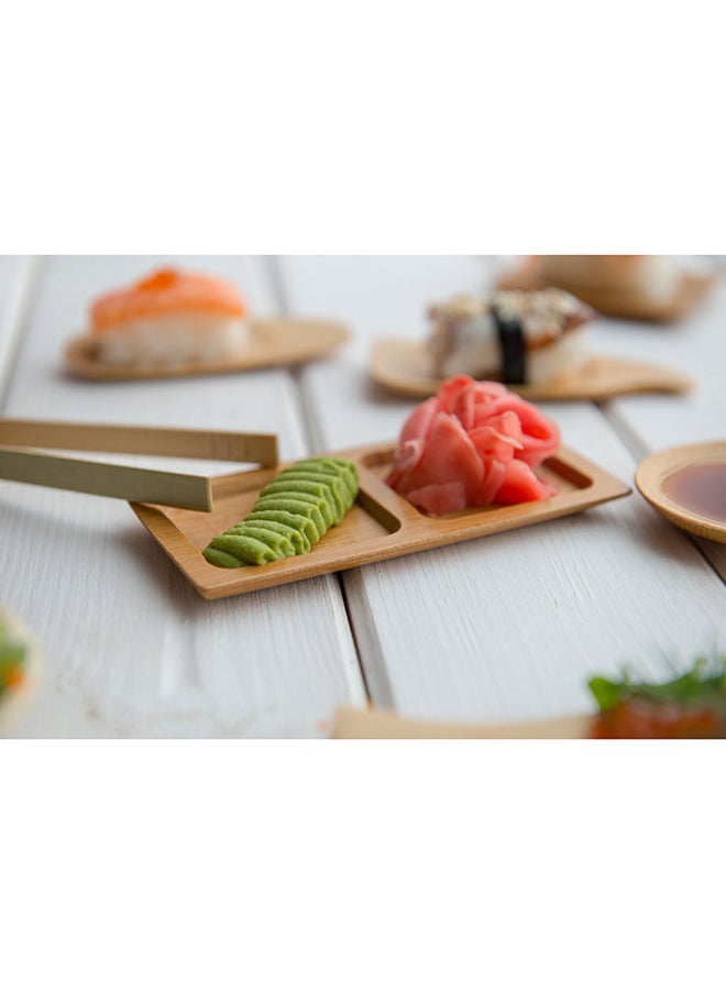 4.8 x 2.5 Inch Appetizer Platters, 100 Carved Sauce Trays - 2-Compartment, Rectangle, Bamboo Divided Serving Dishes, Carved