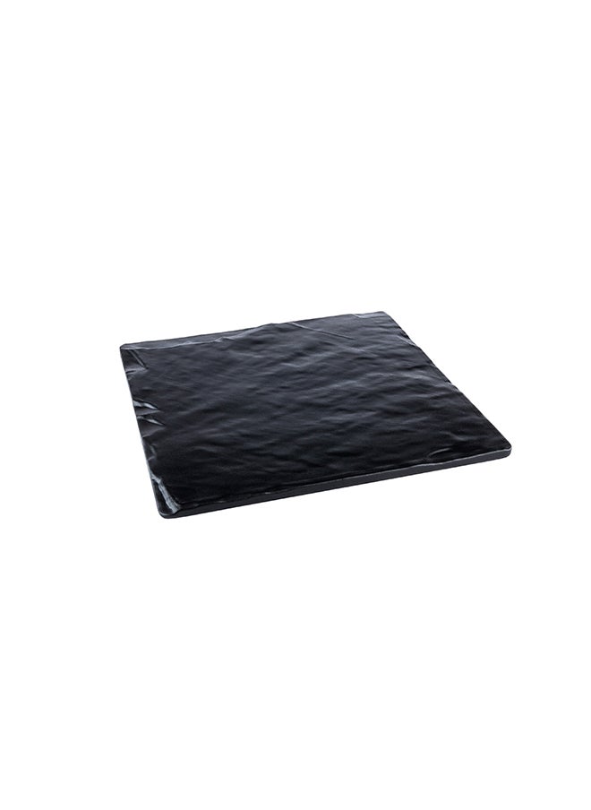 Voga 10 x 10 Inch Serving Plates, 4 Square Charcuterie Boards - Premium, Mimics The Look Of Slate, Black Melamine Serving Platters, Serve Appetizers Or Desserts, For All Occasions