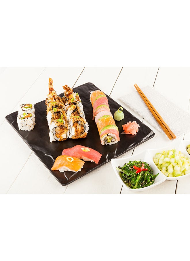 Voga 10 x 10 Inch Serving Plates, 4 Square Charcuterie Boards - Premium, Mimics The Look Of Slate, Black Melamine Serving Platters, Serve Appetizers Or Desserts, For All Occasions