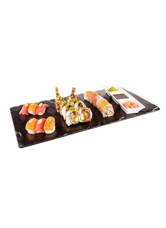 Restaurantware-Voga 10 x 20 Inch Serving Plates, 4 Rectangle Charcuterie Boards - Premium, Mimics The Look Of Slate, Black Melamine Serving Platters, Serve Appetizers Or Desserts, For All Occasions