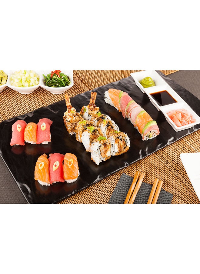 Restaurantware-Voga 10 x 20 Inch Serving Plates, 4 Rectangle Charcuterie Boards - Premium, Mimics The Look Of Slate, Black Melamine Serving Platters, Serve Appetizers Or Desserts, For All Occasions