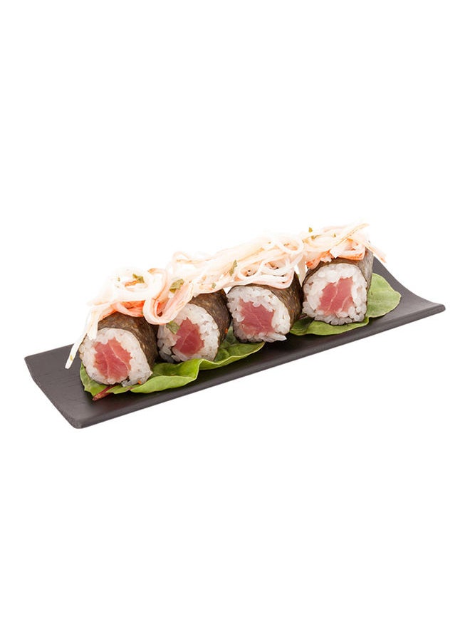 Restaurantware-7 Inch x 2.25 Inch Bamboo Serving Plates, 100 Black Platter Trays - Disposable, Rectangle, Black Bamboo Sushi Serving Trays, Curved, For Parties Or Catering